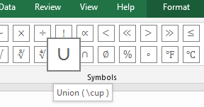 Cara Menampilkan Symbol Union dan Intersection Dalam Excel